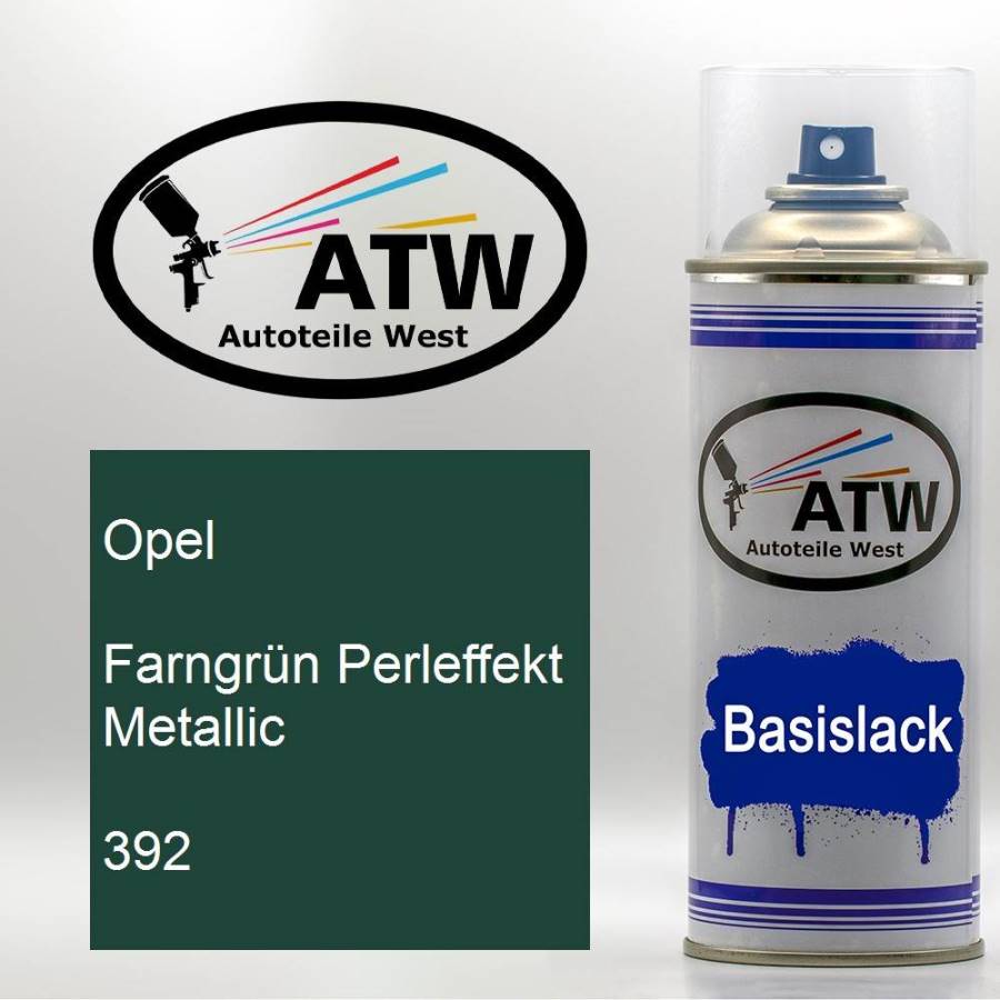 Opel, Farngrün Perleffekt Metallic, 392: 400ml Sprühdose, von ATW Autoteile West.